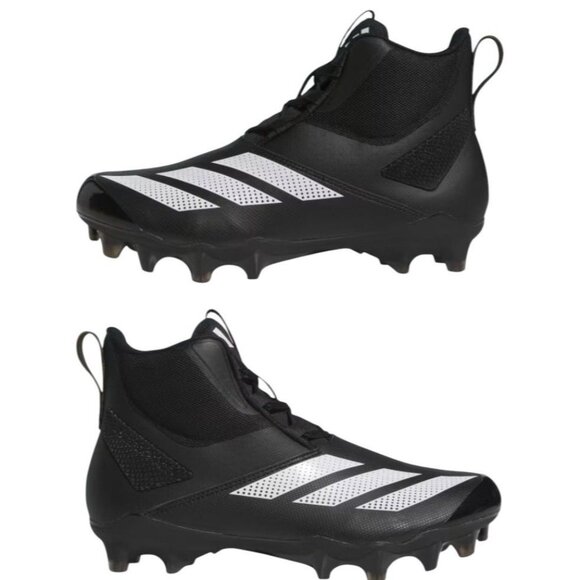Adizero Chaos Football Linemen Cleats Core Black/White Shoes Men's Size 12 NWT - Picture 1 of 15